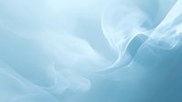 Ethereal white smoke swirls creating graceful curves and abstract shapes against light blue background, soft flowing movement captured in fine detail.