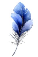 Watercolor feather with layered blue petals and delicate stem on white background, isolated for design use on textiles and graphics.