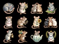 Cute mice and rats collection isolated on transparent background, ready for t-shirt designs, stickers, clipart, print-on-demand products and sublimation projects.