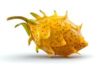 Exotic spiky yellow tropical fruit with thorns isolated on white background for culinary and botanical design projects.