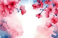 Delicate pink cherry blossoms with navy blue branches on soft watercolor background, creating romantic spring atmosphere for wedding stationery and wall decor.