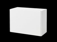 Blank white cardboard box mockup isolated on transparent background, ready for branding, packaging design, product presentation, stickers, and print on demand projects.