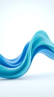 Abstract flowing wave in shades of turquoise and blue on white background, isolated design element suitable for backgrounds, web design, and marketing materials.