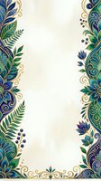 Ornamental floral border frame with blue, green, and gold decorative elements on cream background. Isolated design ready for invitations, certificates, and greeting cards.