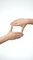 Female hands forming frame gesture on white background isolated for creative composition and design projects.