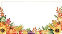 Autumn harvest border with sunflowers, pumpkins, corn, and seasonal fruits isolated on white background for fall designs and thanksgiving projects.