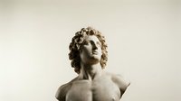 Classical marble bust sculpture of a young male figure with curly hair, rendered in traditional neoclassical style for art, history, and educational use.