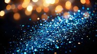 Blue glitter sparkles with golden bokeh lights creating magical festive atmosphere for luxury celebration backgrounds and holiday decorations.