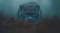 Mystical lynx portrait emerging from misty forest atmosphere with piercing eyes and detailed fur texture creating dramatic wildlife composition.