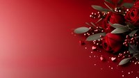 Red roses with decorative berries on gradient background for romantic Valentine's Day greeting cards and love celebration designs.