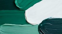 Abstract emerald green and white oil paint brush strokes creating dynamic textured waves and curves on canvas, showing rich impasto technique and artistic movement.