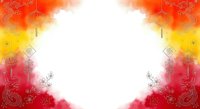Vibrant gradient background with red, orange, and yellow watercolor effects fading to white center, featuring decorative ornamental patterns for design projects.