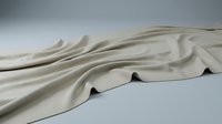 Cream colored fabric with soft folds and flowing waves against neutral background, suitable for textile design, fashion mockups, and interior styling projects.