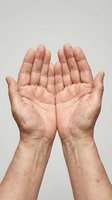 Open cupped hands gesture showing palms upward in receiving position isolated on neutral background for charity and giving concepts.
