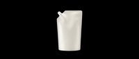Blank cream pouch with spout isolated on transparent background, ready for packaging design, branding mockups, product labels, print-on-demand, and sublimation projects.