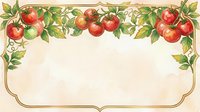 Vintage apple orchard border frame with ripe red and green fruits on branches with leaves, isolated on cream background, ready for invitations, labels, and design projects.