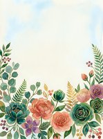 Watercolor floral border with peonies, roses, and botanical foliage on cream background. Isolated design element suitable for wedding invitations, greeting cards, and stationery projects.