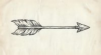 Hand-drawn arrow with feathers on vintage paper texture. Rustic archery symbol for bohemian designs, tribal art, and decorative projects.