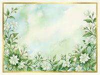 Watercolor floral frame with white flowers and green leaves on soft pastel background for wedding invitations and greeting cards.