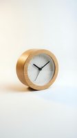 Minimalist wooden alarm clock with natural oak finish, white dial, and black hands on neutral background. Perfect for home decor and lifestyle content.