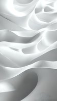 Abstract white flowing curves create soft waves and shadows in minimalist composition, suitable for modern interior design and luxury branding backgrounds.