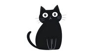 Black cat silhouette with wide eyes and whiskers isolated on white background for Halloween decorations, pet designs, and graphic projects.