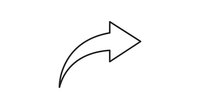 Curved arrow pointing right on white background isolated for web design and user interface elements.