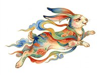 Decorative rabbit with flowing ornamental ribbons and floral patterns, isolated on transparent background. Ready for t-shirt design, clipart, stickers, sublimation, and print-on-demand projects.