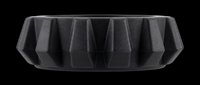 Geometric black bowl with angular ribbed design, isolated on transparent background, ready for clipart, print-on-demand products, sublimation, stickers, and t-shirt designs.