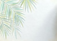 Watercolor tropical palm leaves on textured paper background with copy space for natural botanical design projects and summer themed layouts.