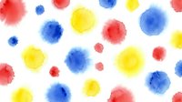 Watercolor dots pattern in red blue yellow colors on white background. Hand drawn circles for fabric textile wallpaper scrapbook wrapping paper design.