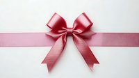 Pink satin ribbon bow on white background for gift wrapping, celebration decoration and festive occasions.