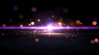 Glowing purple light streak with sparkling particles and bokeh effects on dark background, creating magical atmospheric illumination for design projects.