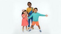 Happy diverse children group playing together on white background isolated for design projects and educational materials.