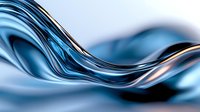 Flowing abstract liquid metal waves in blue and silver tones create dynamic curved lines against light background, suitable for modern business and tech designs.