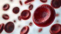 Red blood cells floating in plasma against light background, microscopic view showing detailed cellular structure for medical and scientific visualization purposes.