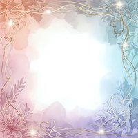 Elegant floral frame with golden ornamental borders on soft gradient background for wedding invitations, greeting cards and romantic designs.