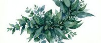 Watercolor green foliage arrangement with mixed eucalyptus and botanical leaves isolated on white background, ready for design projects.