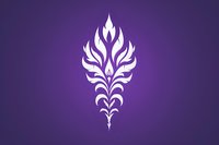 Elegant white decorative floral element in oriental style on purple gradient background, isolated design for logos, tattoos and decorative patterns.