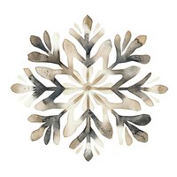 Watercolor snowflake in neutral beige and gray tones on white background, isolated for winter holiday designs and seasonal greeting cards.
