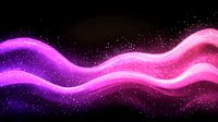 Glowing pink and purple wavy lines with sparkles and particles on dark background create dynamic motion effect for abstract design projects.