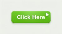 Green click here button with white cursor arrow, rounded corners and shadow effect on light background, for web design and UI.