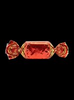 Shiny red metallic wrapped candy with gold foil twisted ends, isolated on transparent background. Ready for clipart, print-on-demand, sublimation, t-shirt design, stickers, and digital crafts.