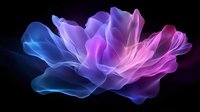 Ethereal abstract smoke waves in vibrant blue, purple and pink hues floating against black background create mesmerizing flowing shapes for luxury branding designs.