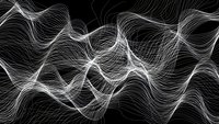 Abstract flowing white lines creating dynamic wave patterns on black background for modern digital art and graphic design projects.
