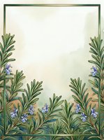 Botanical frame with green foliage and delicate purple flowers arranged on cream background, isolated and ready for design use on invitations, cards, and decorative projects.