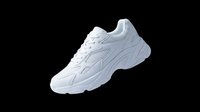White athletic sneaker with chunky sole and modern design, isolated on transparent background. Ready for t-shirt designs, clipart, stickers, print-on-demand products, and sublimation projects.