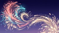 Colorful abstract wave with flowing liquid motion and sparkling particles on gradient background for creative design projects and digital art compositions.