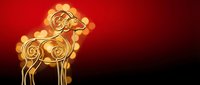 Golden neon camel silhouettes glowing against red and black gradient background, perfect for nightlife, entertainment, and desert-themed designs.