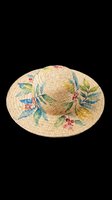 Floral painted straw sun hat isolated on transparent background, ready for t-shirt design, stickers, print on demand, clipart, and sublimation projects.